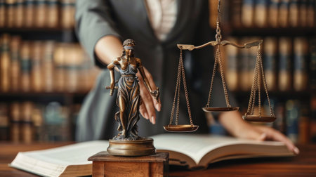 Law theme, mallet of the judge, books and scales of justiceの素材