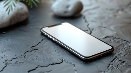 Smartphone with blank screen on dark background, mockup for designの素材