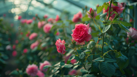 Beautiful roses in the garden. Natural floral background. Soft focus.の素材