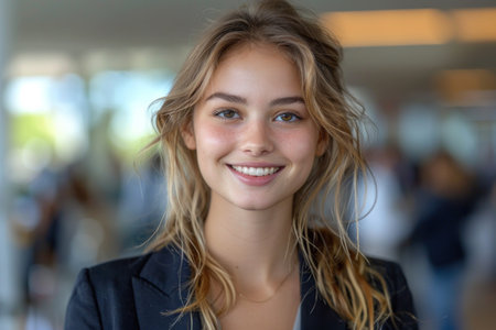 Portrait of a beautiful young business woman smiling at the camera.の素材