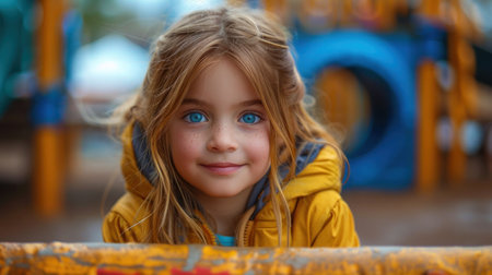 Portrait of a beautiful young woman with blond hair looking at the camera in a cafeの素材