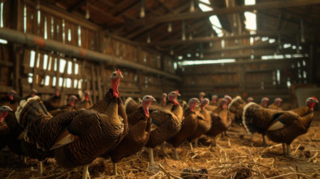 Turkeys on the farm. Selective focus. Shallow depth of fieldの素材