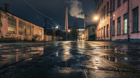 Aerial view of heavy traffic on the city street at night.の素材