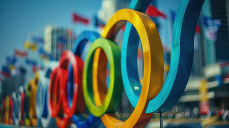 Closeup of colorful plastic rings on the streets of New York Cityの素材