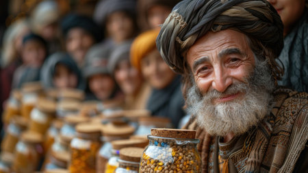 Unidentified Nepali people at a market circaの素材