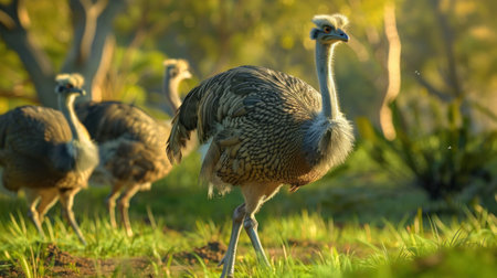 Ostrich in the morning light, South Africa (Rhea americana)の素材