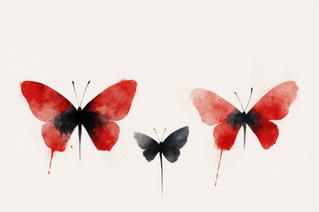 Watercolor butterflies set, isolated on white background. Hand drawn illustration.の素材