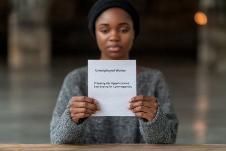young african american woman holding letter with christmas greetingsの素材