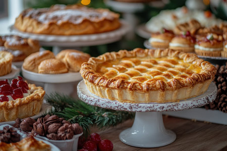 Delicious homemade apple pie on a festive table, selective focus.の素材