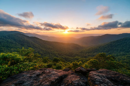 Sunset on the Blue Ridge Parkway in North Carolina, USA.の素材
