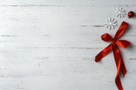 Festive Christmas Frame Decorated with Snowflakes and Red Ribbonの素材