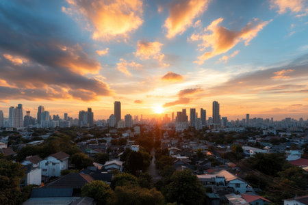 Cityscape at sunset, Bangkok, Thailand. Cityscape at sunset.の素材