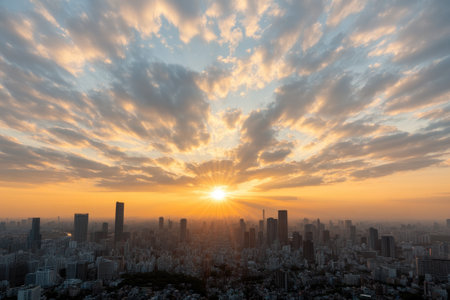 Beautiful landscape and cityscape of Tokyo Japan at sunset timeの素材
