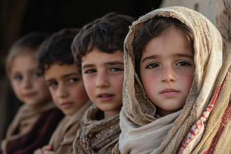 Unidentified children at the Pashupatinath temple in Kolkata.の素材
