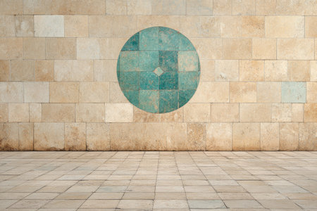 Tiled wall with a circle in the center. 3D renderingの素材
