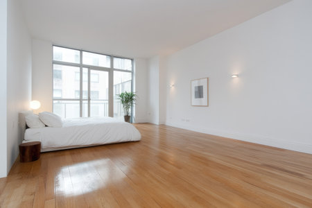 Scandinavian-inspired bedroom design emphasizing soft textiles, neutral colors, and balanced comfort without excess, perfectly reflecting the lagom philosophy ofの素材