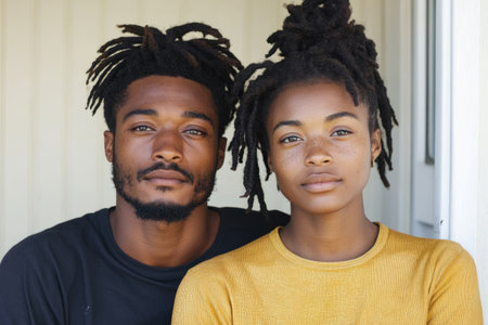 A couple facing financial hardship and stress while depending on each other in a difficult domestic situation.の素材