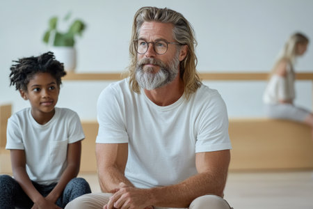 Close-up portraits of a professor with glasses giving a lecture in a classroom. Focus on facial expressions, engagement, thoughtfulness, and the intellectual atmosphere of teaching.の素材