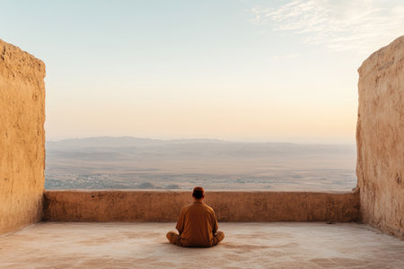 Spiritual growth through dedicated daily routines of prayer, meditation, mindfulness, journaling, and contemplative practices in serene indoor or outdoor settings.の素材