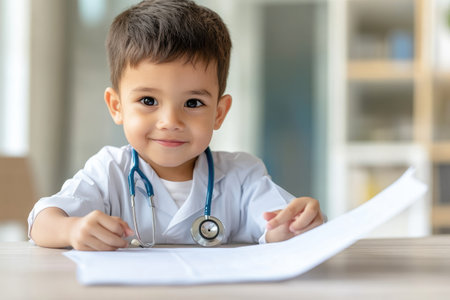 Health insurance coverage enabling a family to access medical services, doctor visits, and prescriptions with security and ease.の素材