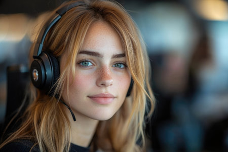 Dedicated customer service representative working professionally, focused on delivering high-quality support and client satisfaction.の素材