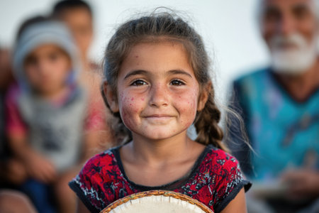 A touching series showing Roma children learning language and culture from elders in traditional communities, highlighting heritage, education, and intergenerational connection.の素材