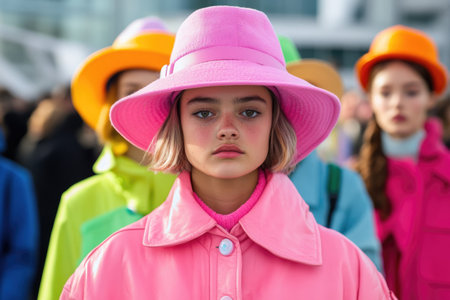 Unconventional runway fashion showcasing ridiculous clothing choices that break traditional style rules and challenge visual norms.の素材