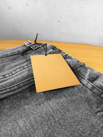 Tag price on back jeans pocketの写真素材