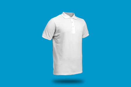 White polo shirt with ghost model concept floating in plain backgroundの写真素材