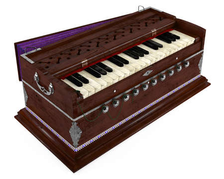 Old Indian harmonium isolatedの写真素材