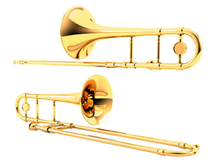 Trombone isolated. Multiple angles of viewの写真素材