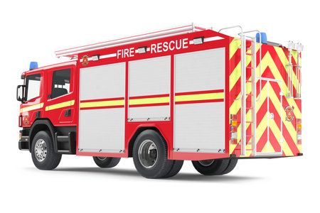 fire truck back isolated