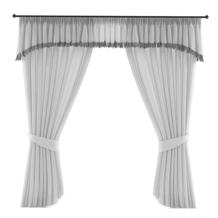 White grey curtain isolatedの写真素材
