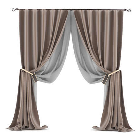 brown grey curtain isolatedの写真素材