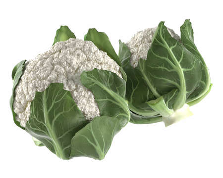 Cauliflower isolated at the white backgroundの写真素材