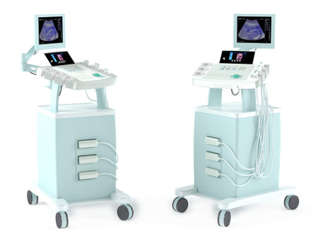 Medical Ultrasound diagnostic machine isolated  at the white