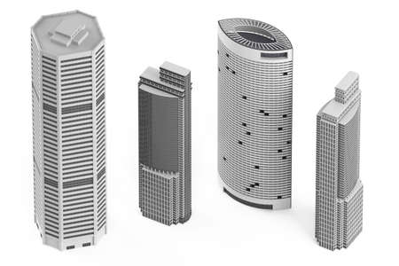 Skyscraper building isolated at the white backgroundの写真素材