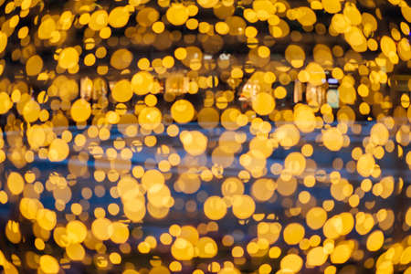 Spherical garlands bokeh glowing. Abstract city lightの写真素材