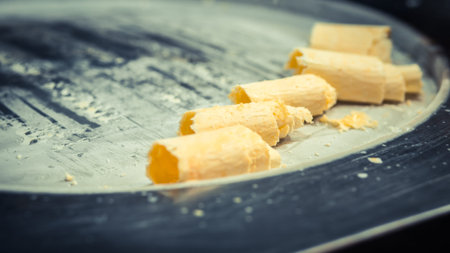 Ice cream natural hand made asian rolls macro close up view.の写真素材