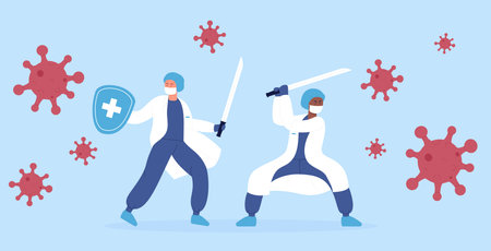 Stop corona virus 2019-nCoV vector illustration concept. Doctors medical health care professionals...