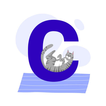 Children ABC english animal alphabet with C letter and cute Cat.のイラスト素材