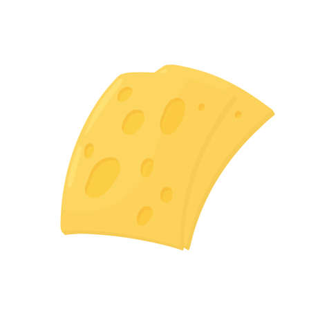 Cheese pieces, sandwich snack ingredient, dairy product from supermarket vector illustration. Cartoon yellow cheese slices, food production isolated on whiteのイラスト素材