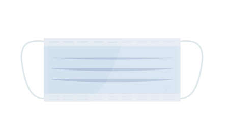 Face blue mask, medical protection against virus and dust allergen vector illustration. Realistic protective hygiene mask to care, protect health isolated on whiteのイラスト素材