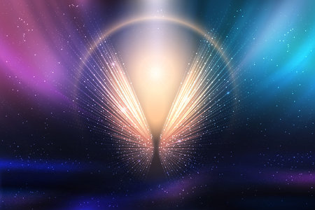 Magic blue and purple abstract vector illustration. Luxury background with leading lines from point...