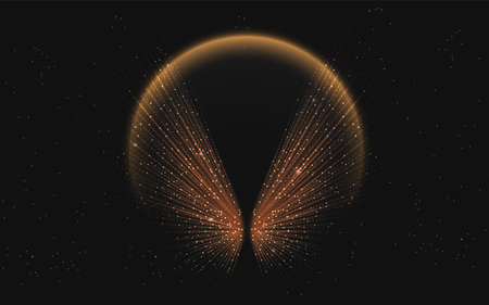 Brilliant glow of stars on magic beams with fade light effect vector illustration. Realistic luxury...
