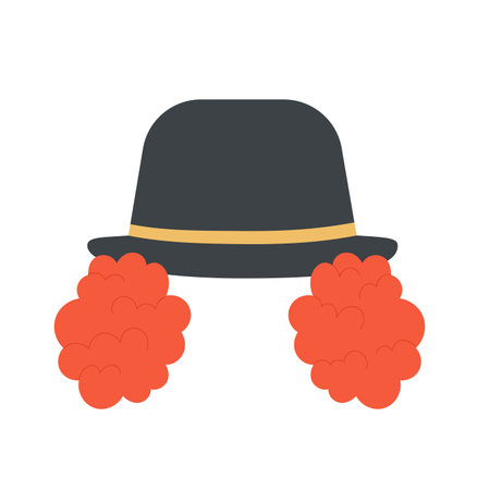 Circus clown hat and wig. Arena show artists dressing clothes, amusement performers vector illustrationのイラスト素材