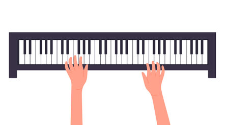 Playing piano instrument hobby. Pianist occupation, musical artist activity vector illustrationのイラスト素材