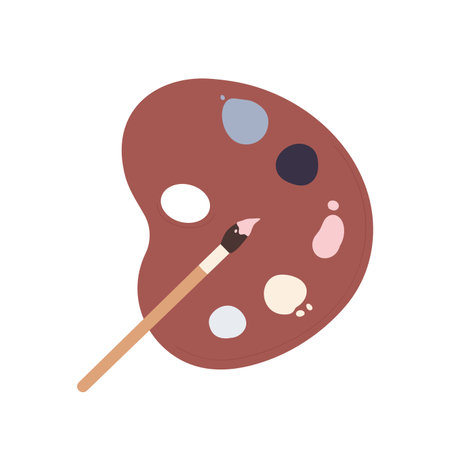 Painting artist palette with brush. Creative occupation, drawing hobby vector illustrationのイラスト素材