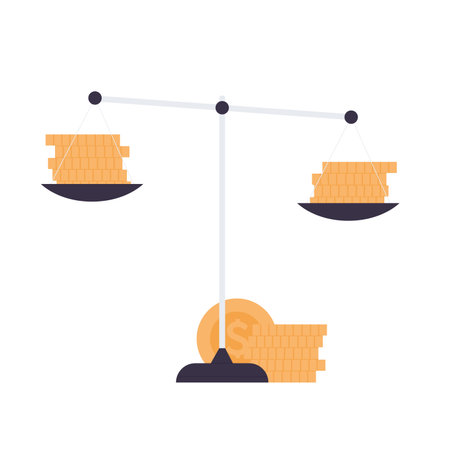 Balance scale with dollar coins. Financial value and investment capital vector illustrationのイラスト素材