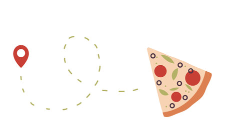Pizza home fast delivery route. Smartphone tracking order app vector illustrationのイラスト素材
